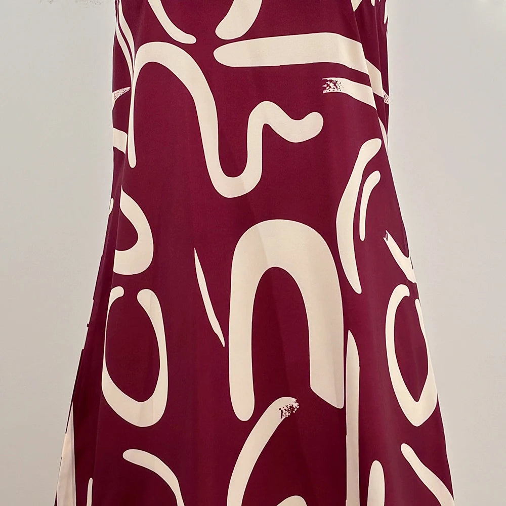 Abstract Print High Neck Mini Dress – Sleeveless, Chic Summer Party Outfit
