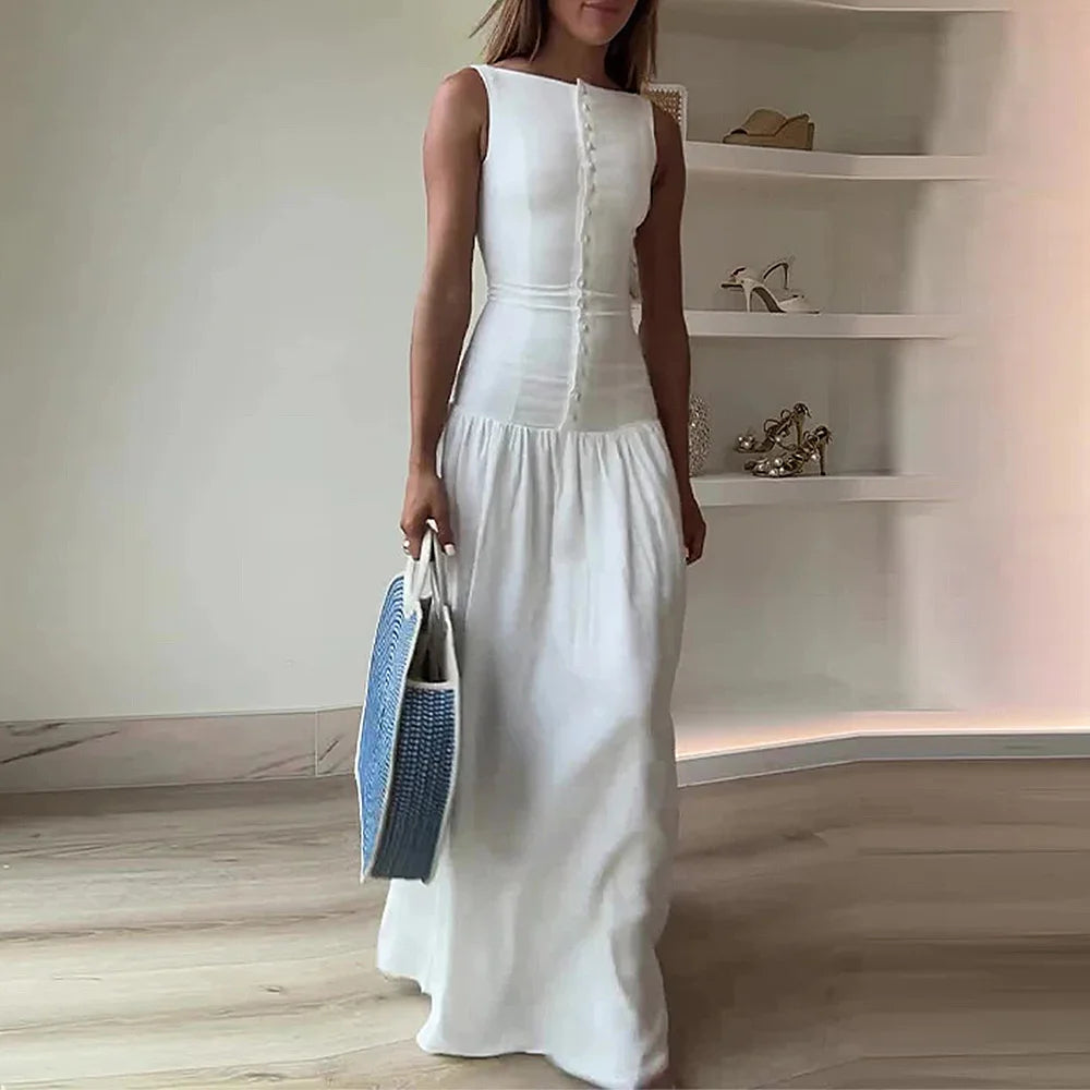 Sleeveless Maxi Dress with Fitted Bodice