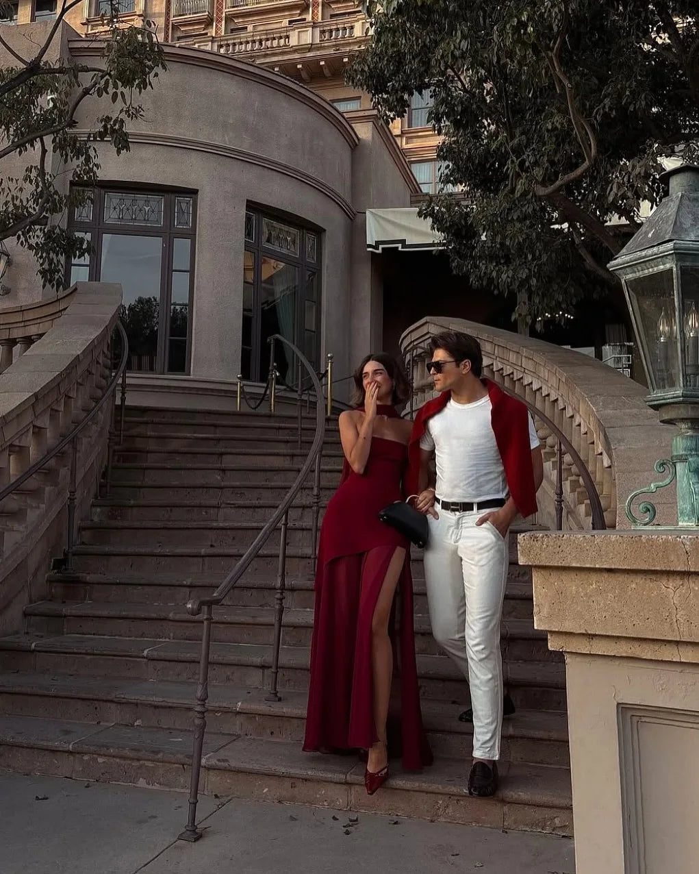 Strapless Flowy Maxi Dress – High Slit, Open Back, Elegant Evening Dress