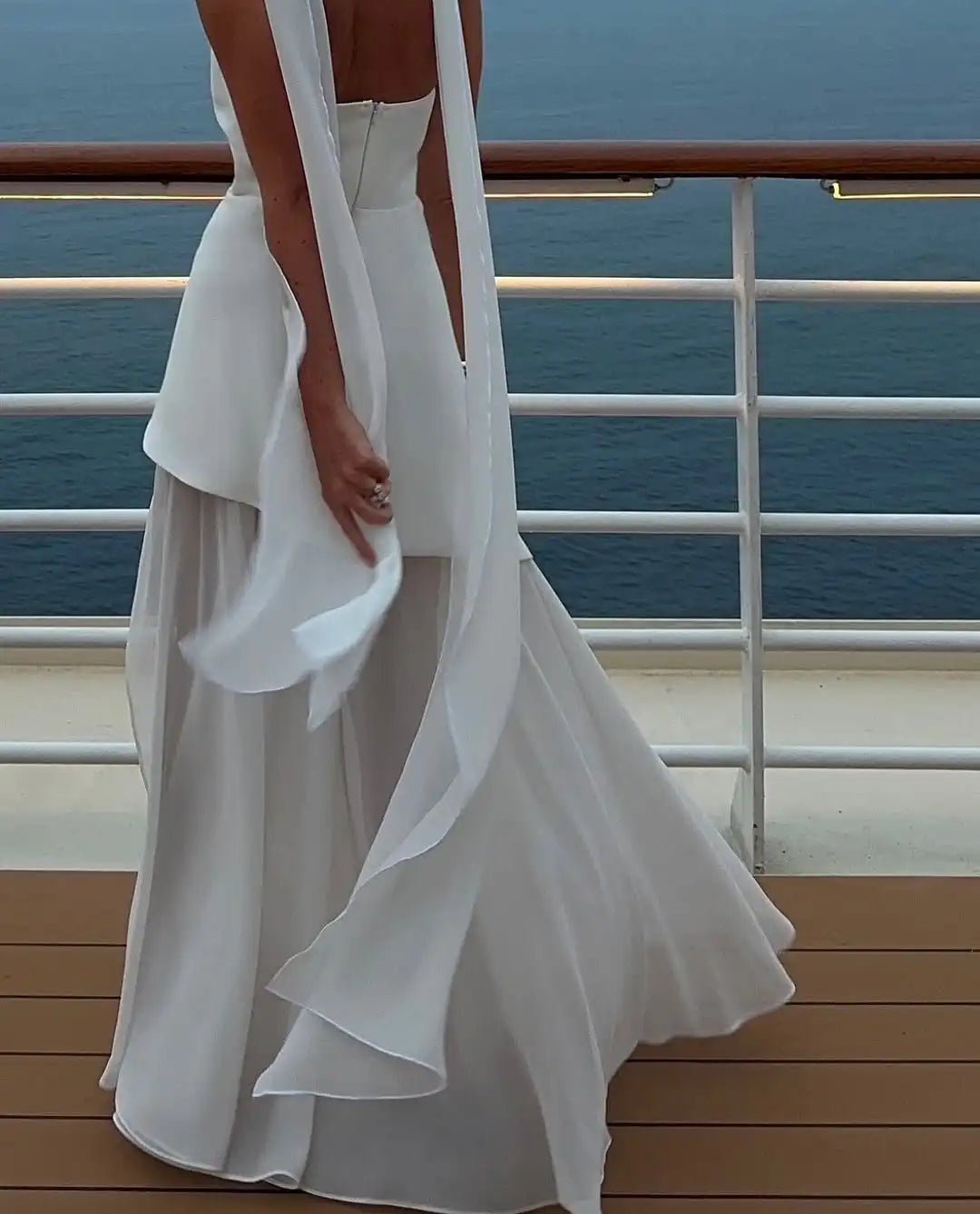 Strapless Flowy Maxi Dress – High Slit, Open Back, Elegant Evening Dress