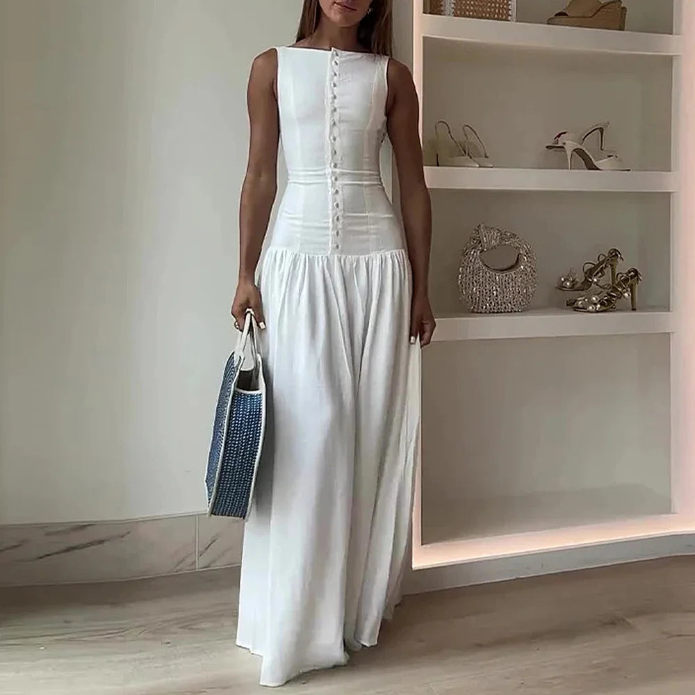 Sleeveless Maxi Dress with Fitted Bodice