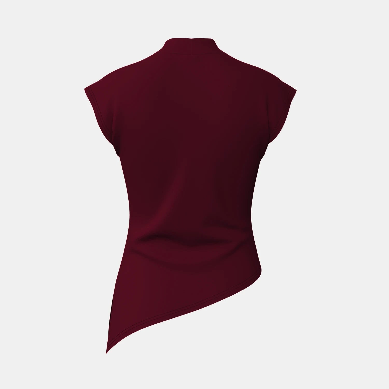 Asymmetric Hem Sleeveless Knit Top – Burgundy Mock Neck Chic