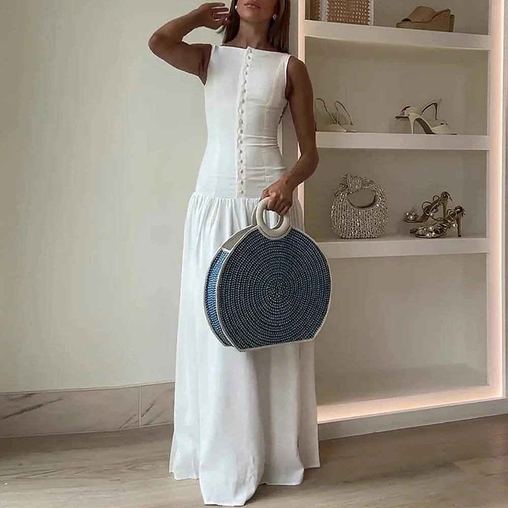 Sleeveless Maxi Dress with Fitted Bodice