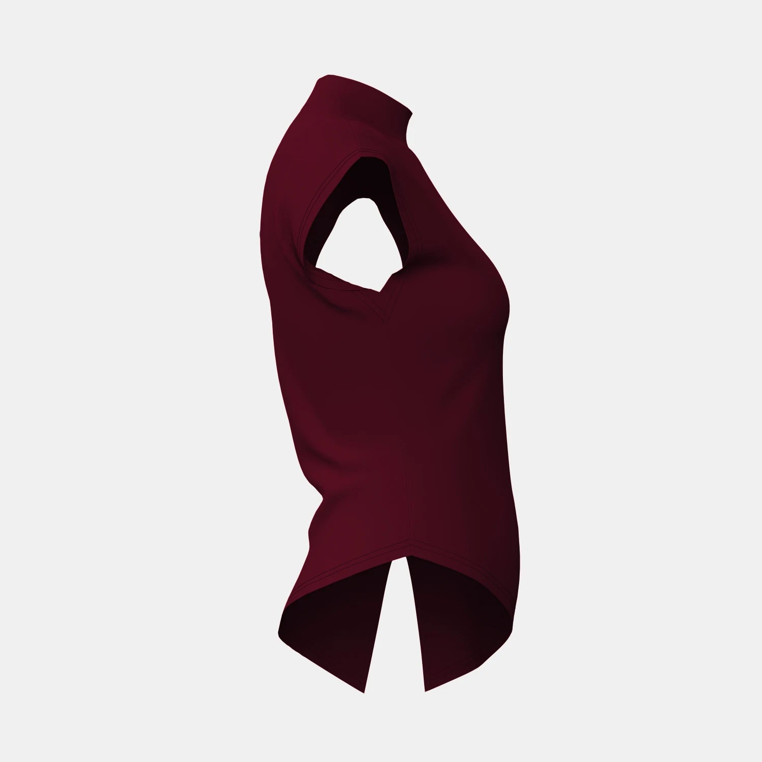 Asymmetric Hem Sleeveless Knit Top – Burgundy Mock Neck Chic